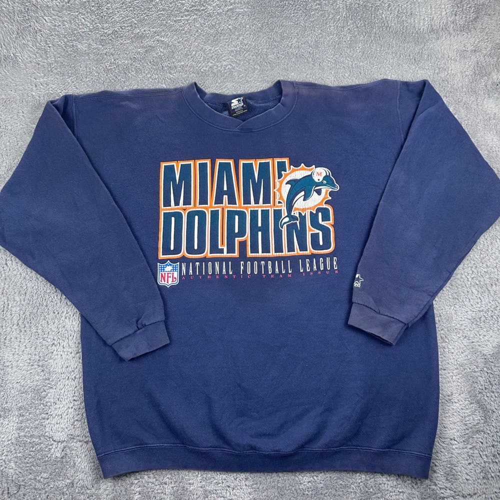 Starter Miami Dolphins Sweatshirt Mens XL Navy Blue Vintage 90s NFL Made in USA